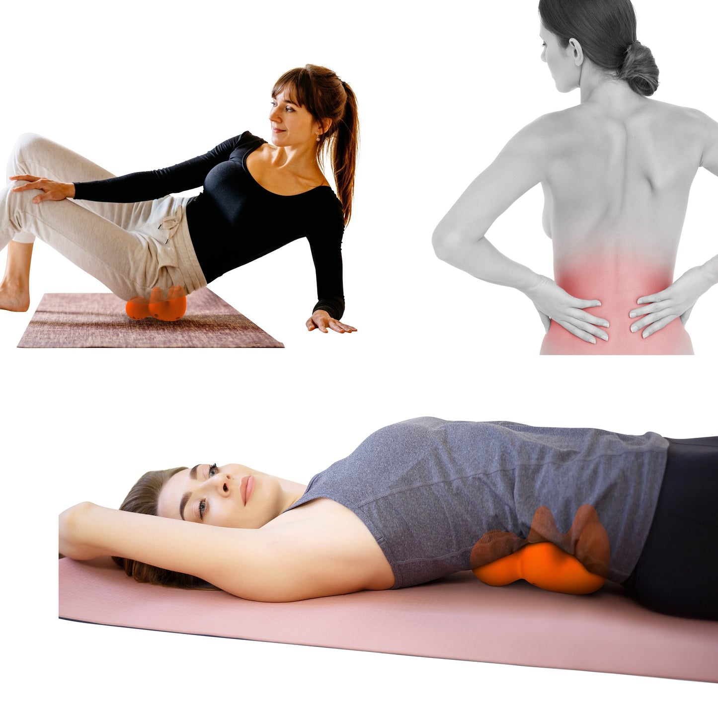 Compact self massage tool for lower back hips and glutes